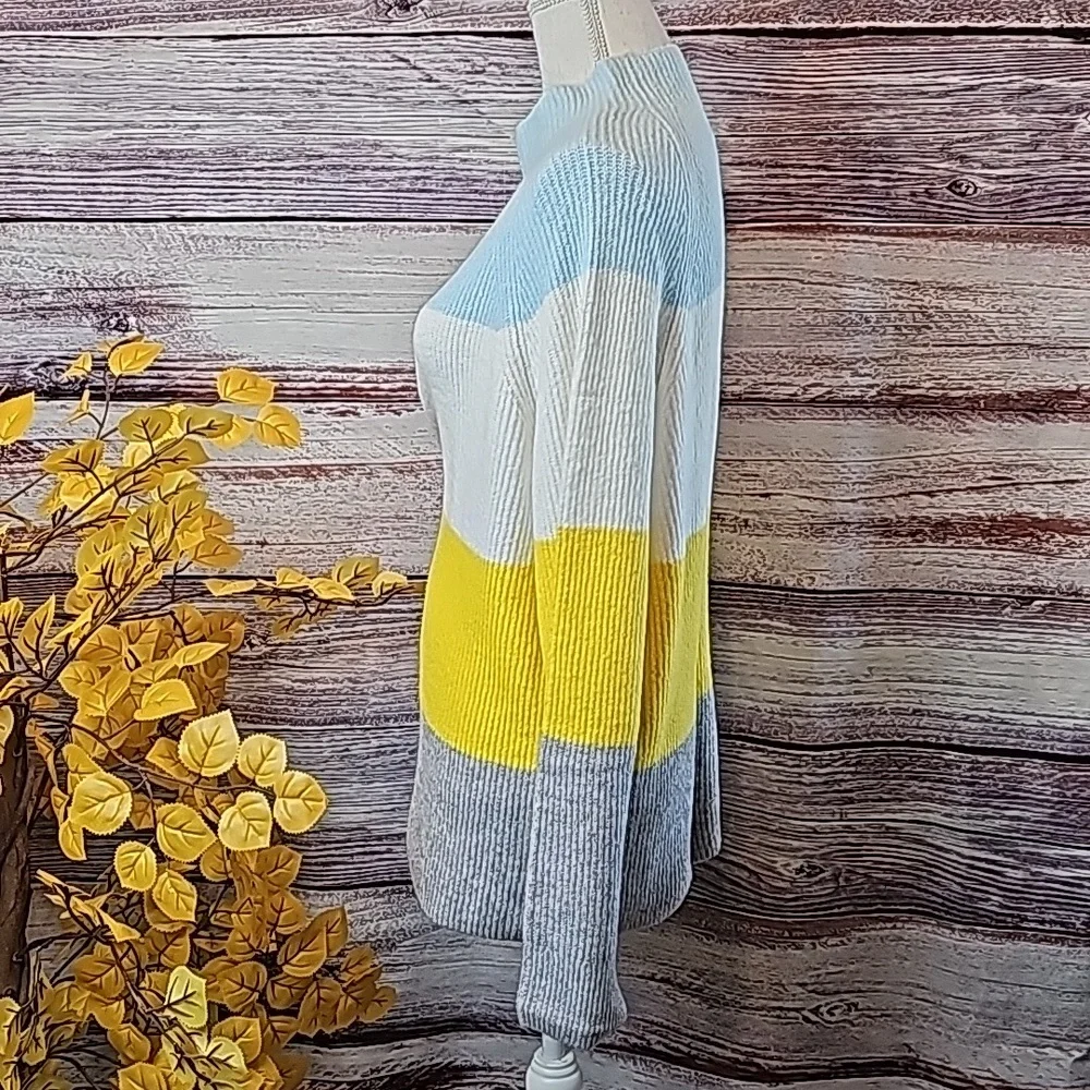 NWT HALOGEN KAYLIEGH BLUE YELLOW PLUS SIZE LONG SLEEVE PULLOVER SWEATER - Picture 3 of 13